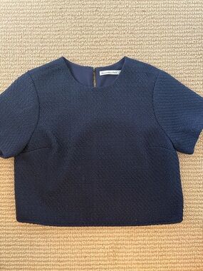 Abercrombie & Fitch Navy Textured Crop Top